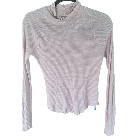 Intimately free people Make it easy waffle knit mock neck long sleeve top pink - Picture 2 of 4